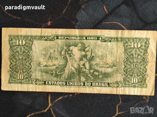 Банкнота - Бразилия - 10 крузейро | 1966г., снимка 2 - Нумизматика и бонистика - 54314980
