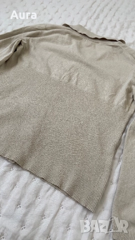Beige collared button-up cardigan, снимка 4 - Блузи с дълъг ръкав и пуловери - 51750362