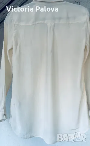 Копринена риза H&M екрю, снимка 7 - Ризи - 47873653