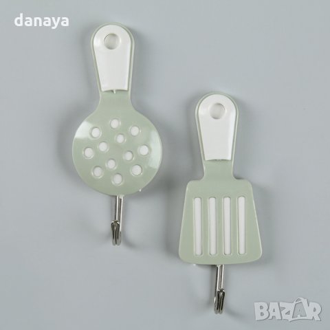 1813 Комплект самозалепващи закачалки Кухня, 2 броя, снимка 2 - Закачалки - 30850118