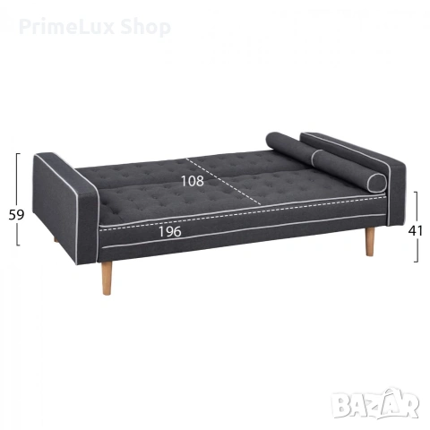 Разтегателен диван Салвадор - сив цвят, снимка 2 - Дивани и мека мебел - 53091865