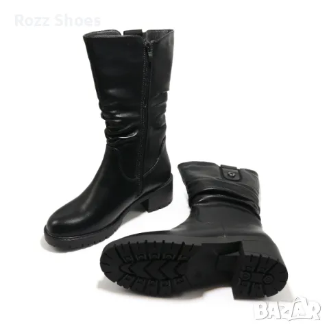 Дамски боти с плътен ток нов модел черен цвят код34, снимка 3 - Дамски боти - 47419293