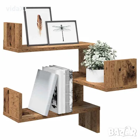 vidaXL Стенна ъглова етажерка от старо дърво 40x40x49,5 cm, снимка 2 - Етажерки - 56148224