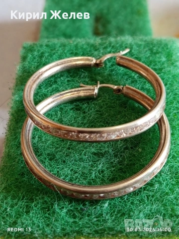 Класически модел сребърни обеци с ювелирно инкрустирани Планински кристали 52732