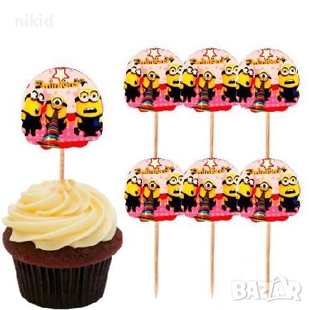 10 бр кръгли миньоните Minions миньони миньон топери украса декор за кексчета мъфини парти