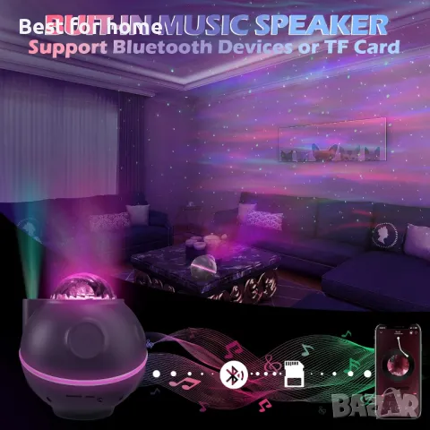 Звезден музикален проектор висок клас BiGosh с Bluetooth, снимка 4 - Други - 48346441