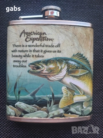 Красиво изрисувана манерка за алкохол AMERICAN EXPEDITION, 7oz /207ml, снимка 2 - Екипировка - 52538890