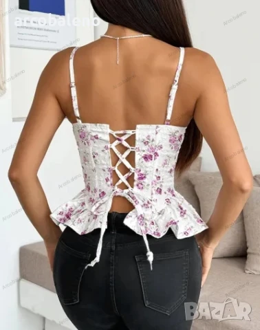 Дамски секси топ с връзки и гол гръб, 2цвята , снимка 9 - Корсети, бюстиета, топове - 50952962