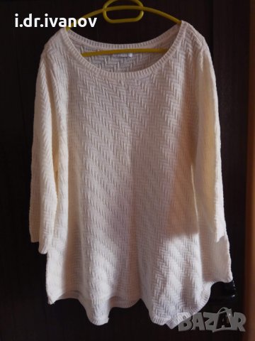 бяла асиметрична блуза плетиво , снимка 1 - Блузи с дълъг ръкав и пуловери - 31275581