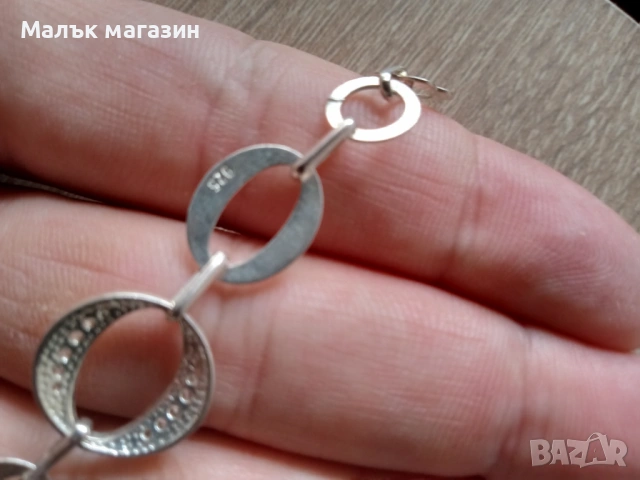 Дамска сребърна гривна с циркони сребро, снимка 7 - Гривни - 44673448