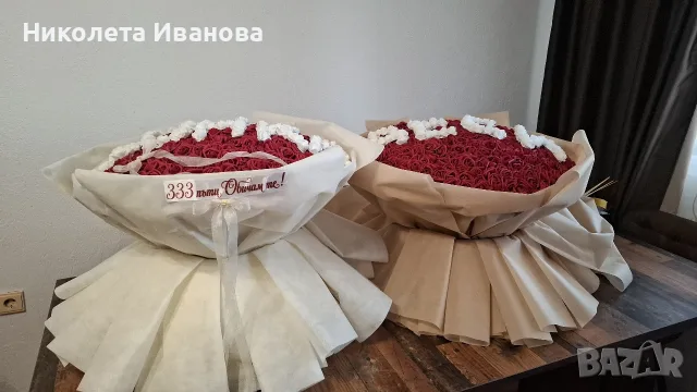 333 червени рози Огромен букет букет подарък луксозен букет , снимка 4 - Изкуствени цветя - 55831603