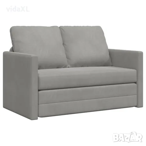 vidaXL Подов разтегателен диван 2-в-1 светлосив 122x204x55 см кадифе