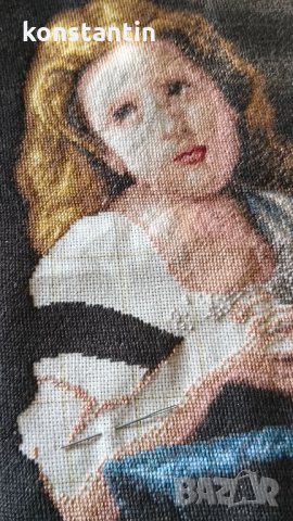 РЪЧНО ИЗРАБОТЕН ГОБЛЕН "МОМИЧЕ", снимка 2 - Антикварни и старинни предмети - 34516488