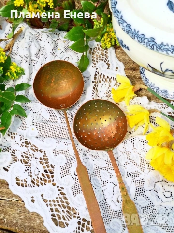 Големи медни прибори, снимка 8 - Прибори за хранене, готвене и сервиране - 54135263