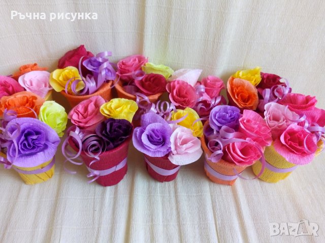 Вазичка с три рози-2лв, снимка 5 - Декорация за дома - 31985560