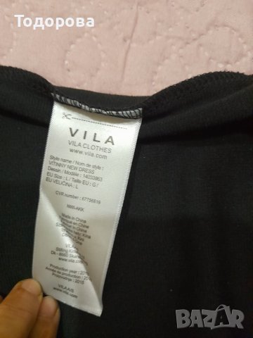 Черна рокля VILA № М- Л с дантелен бордюр, снимка 6 - Рокли - 37768031