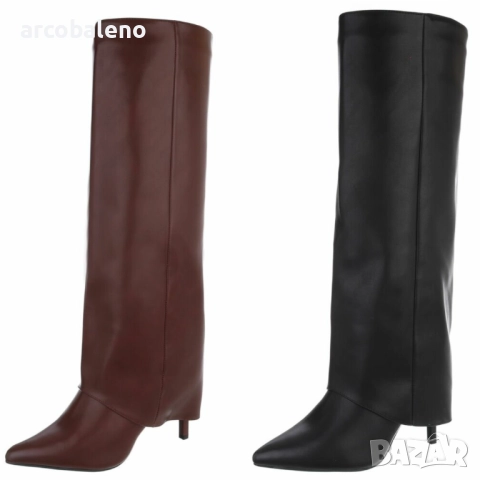 Дамски ботуши на висок ток от еко кожа, 2цвята 