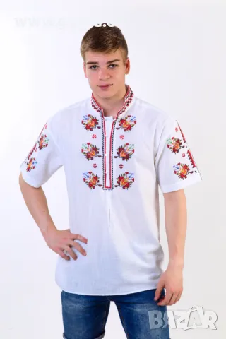 Мъжка кенарена с бродерия шевици, снимка 3 - Ризи - 50317071