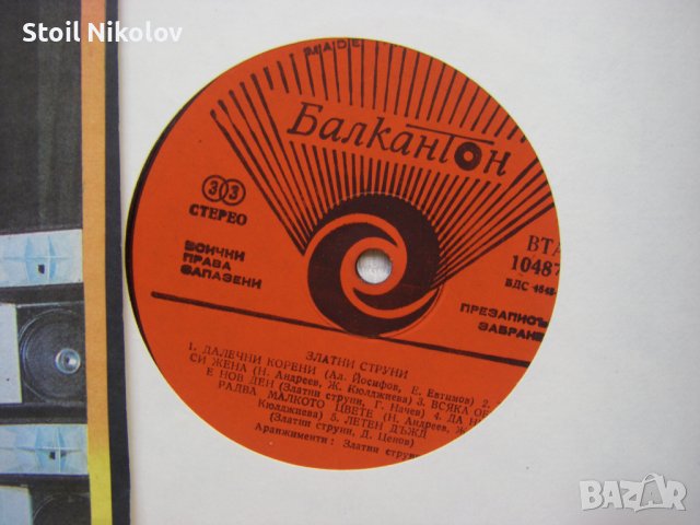 ВТА 10487 - Златни струни. Далечни корени, снимка 3 - Грамофонни плочи - 37347601