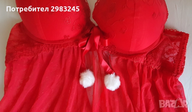  Коледна секси дантелена нощница , снимка 2 - Бельо - 52450929