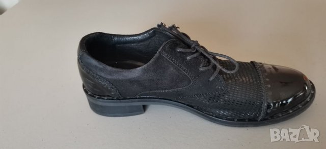 Дамски ежедневни черни обувки от естествена кожа и велур Lavorazione Artigiana - 39 номер, снимка 6 - Дамски ежедневни обувки - 32076921