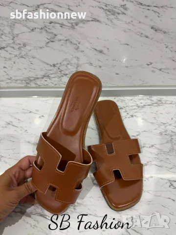 Hermes кафяви чехли 40 номер, снимка 2 - Чехли - 55774228