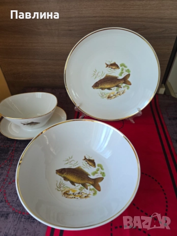 Порцеланов комплект плато, купа и сосиера , снимка 2 - Чинии - 51772321