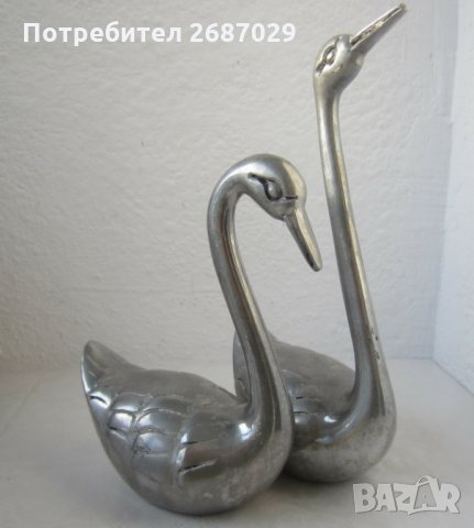  2 бр метални лебеди Фигура  малка пластика, снимка 2 - Статуетки - 29444659