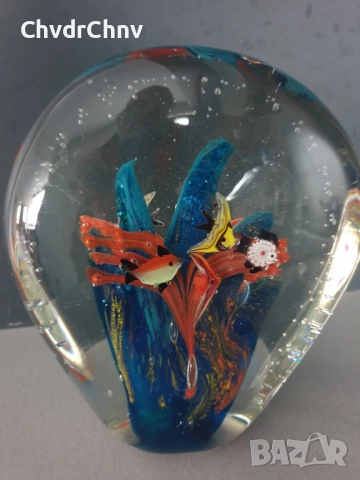 Murano стъклена фигура 18см-3кг/италианска декорация-аквариум от Мурано стъкло, снимка 2 - Статуетки - 52445827