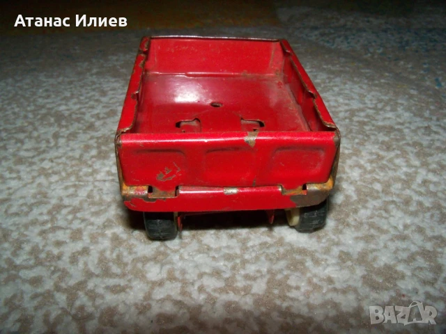Старо ламаринено ремарке играчка, снимка 4 - Коли, камиони, мотори, писти - 51397271