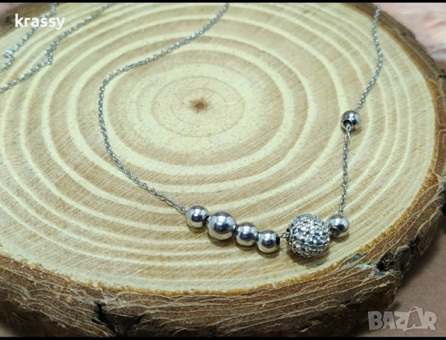 Страхотно нежно сребърно дамско колие с топчета тип Pandora