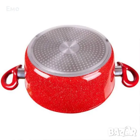 Тенджера Voltz , 2.2л./4л./6.5л.,  Мраморно покритие, Индукция, Червен, снимка 2 - Съдове за готвене - 47864836