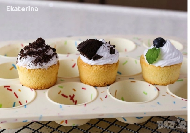 Силиконова форма/ тавичка за печене на мъфини, мини кексчета, бонбони и др., снимка 6 - Съдове за готвене - 52066208