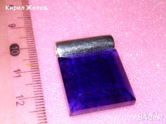 ПРЕКРАСЕН СКЪПОЦЕНЕН ФЕШЪН АРТ СРЕБЪРЕН МЕДАЛЬОН ПЕНДАНТ СРЕБРО 925 с ФАСЕТИАН СИН ТУРМАЛИН 43295, снимка 2 - Колиета, медальони, синджири - 44394591