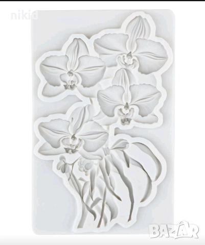 Орхидеи орхидея цветя на клони силиконов молд форма фондан шоколад декор украса, снимка 4 - Форми - 52550684