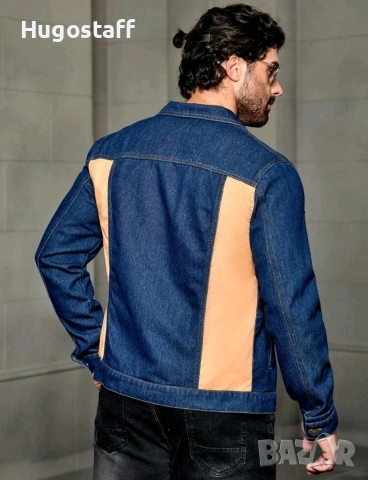 Ново мъжко карго дънково яке риза Street Style деним памук L, снимка 3 - Якета - 54230840
