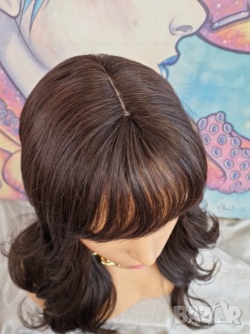 Уникален Модел Дълга Перука в Естествен Тъмно Кафяв Цвят с Бретон КОД 8864, снимка 5 - Аксесоари за коса - 40698477