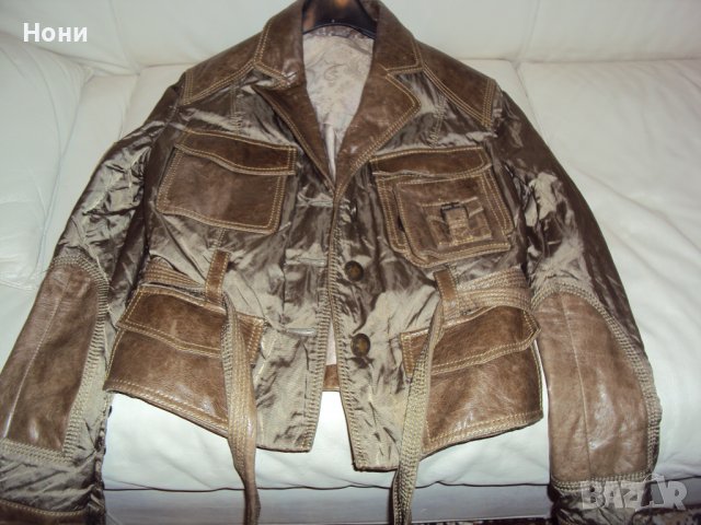 Марково яке ПУНТО комбинирано с естествена кожа и промазан сатен, снимка 7 - Якета - 39351883