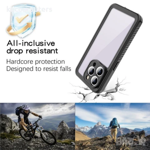 iPhone 15 Pro Max REDPEPPER Водоустойчив / Удароустойчив Калъф + Скрийн Протектор – Черен, IP68, снимка 3 - Калъфи, кейсове - 50797376