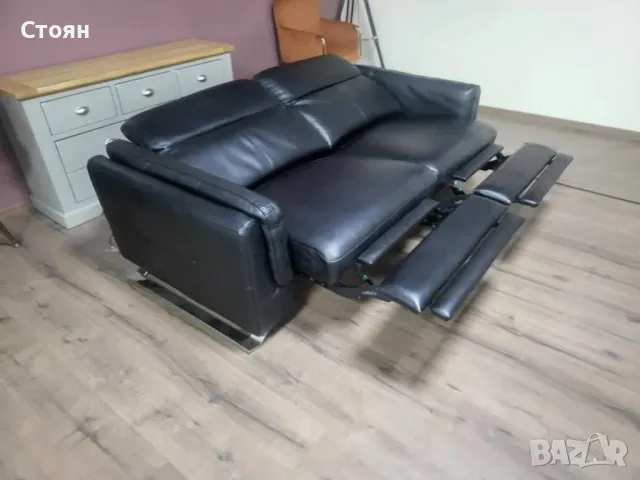 ПРОМОЦИЯ!!! Черен кожен диван тройка с ел. релакс механизъм "Sandro", снимка 11 - Дивани и мека мебел - 47869929