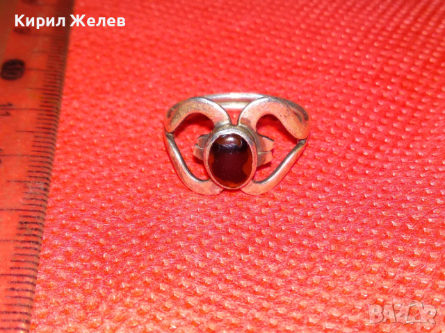 СТАР АР НУВО СКЪПОЦЕНЕН СРЕБЪРЕН ПРЪСТЕН ВИСОКА ПРОБА СРЕБРО с РЯДЪК НАТУРАЛЕН ЯСПИС 43786, снимка 8 - Антикварни и старинни предмети - 44610367