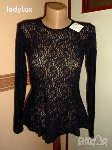 Jacqueline de Yong, Нова Дантелена блуза с пеплум, Размер XS. Код 1068