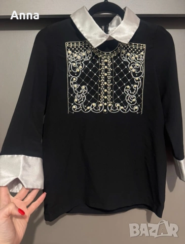 Шифонена блуза, 7/8 ръкави, стилна, елегантна, снимка 2 - Блузи с дълъг ръкав и пуловери - 54138454