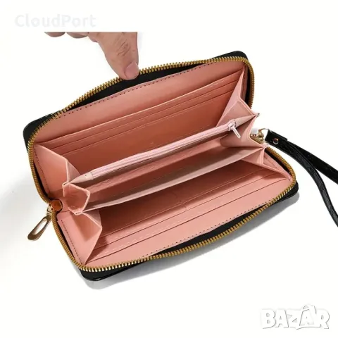 Елегантен дамски портфейл с крокодилски модел от изкуствена кожа, Червен, снимка 2 - Портфейли, портмонета - 49611230