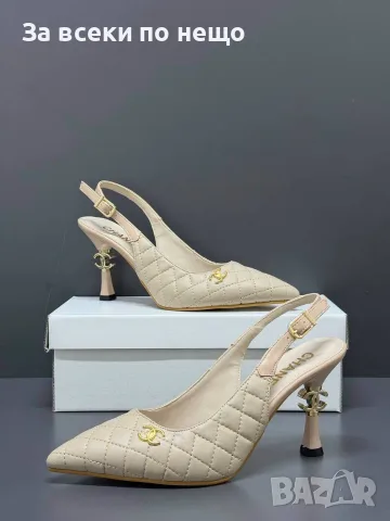 Chanel Елегантни Дамски Обувки С Капитонирана Кожа И Златно Лого На Токчето Код SEM-398, снимка 6 - Дамски обувки на ток - 55867540