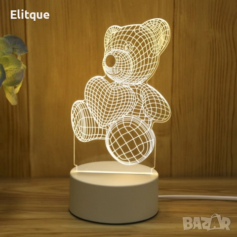 Холограмна 3D LED нощна лампа, 4W, 220V , снимка 6 - Детски нощни лампи - 52787746