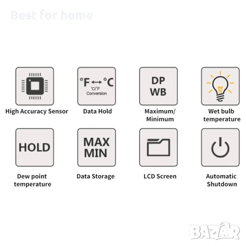 HT-86 2 в 1 преносим цифров хигрометър, термометър, монитор за влажност  от	Walfront, снимка 5 - Други инструменти - 50684345