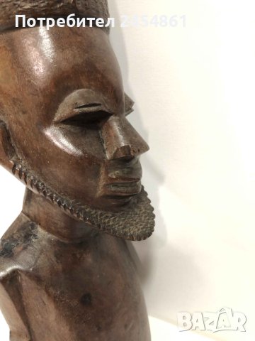 Африка, дърво, фигура, мъж, скулптура, антика, бюст, снимка 6 - Антикварни и старинни предмети - 42877736