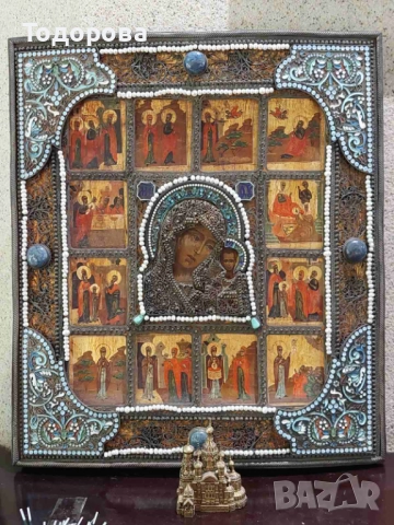 Лот сребърни икони Царска Русия,икона ,емайл/златна сребърен сребро 84/12000 евро, снимка 9 - Икони - 51951319