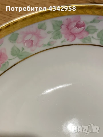 Burg Lindau. 1950 г. Чиния с рози., снимка 3 - Антикварни и старинни предмети - 50621411